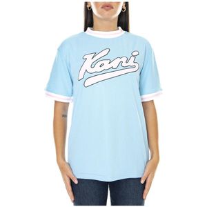 Karl Kani, Tops, Dames, Blauw, M, Polyester, T-Shirts