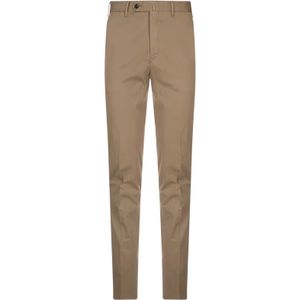 PT Torino, Bruine Tapered Katoenen Broek Bruin, Heren, Maat:L