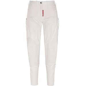 Borgo, Broeken, Dames, Wit, M, Katoen, Nuvolari Donna Witte Tapered Zip Cargo Broek