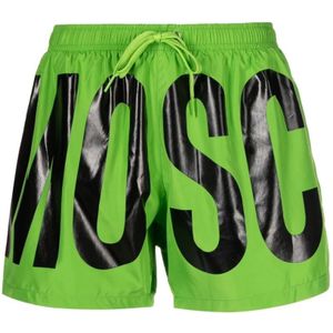 Moschino, Badkleding, Heren, Groen, M, Logo-Print Zwemshorts voor Mannen
