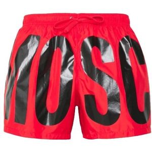Moschino, Rode zwembroek met bedrukt logo Rood, Heren, Maat:M