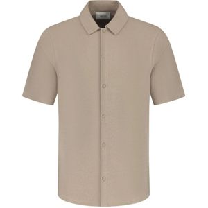 Pure Path, Overhemden, Heren, Beige, S, Katoen, Gestructureerd Jersey Overhemd Regular Fit
