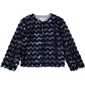Munthe, Elegante jas met pailletten en haaksluiting Blauw, Dames, Maat:XL