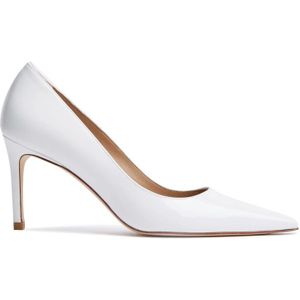 Stuart Weitzman, Schoenen, Dames, Wit, 38 EU, Gepolijste minimalistische pump