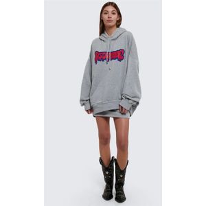 Dsquared2, Sweatshirts & Hoodies, Dames, Grijs, S, Katoen, Grijze Katoenen Logo Print Hoodie