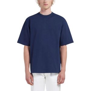 Marni, Oversized T-shirt van biologisch katoen Blauw, Heren, Maat:S