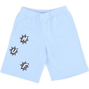 Huf, Korte broeken, Heren, Blauw, M, Katoen, Blauwe Fleece Trainingsbroek Shorts