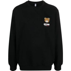 Moschino, Sweatshirts & Hoodies, Heren, Zwart, XL, Katoen, Gezellig Teddy Bear Sweatshirt