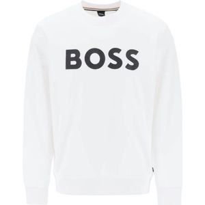 Hugo Boss, Sweatshirts & Hoodies, Heren, Wit, S, Katoen, Sweatshirt met ronde hals