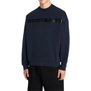 Armani Exchange, Sweatshirts & Hoodies, Heren, Blauw, L, Katoen, Klassieke Sweater