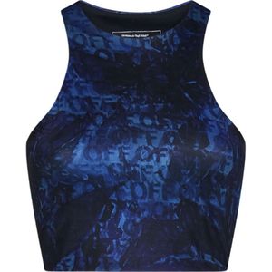 Off White, Tops, Dames, Blauw, M, Polyester, Blauwe Logo Print Halter Top