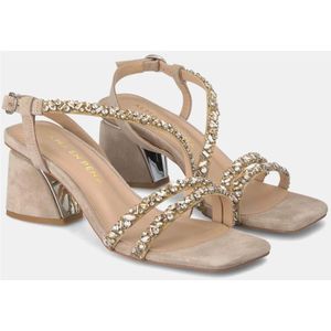 Alma EN Pena, Schoenen, Dames, Bruin, 41 EU, Leer, Vierkante Neus Rhinestone Bandjes Sandaal