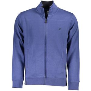 U.s. Polo Assn., Sweatshirts & Hoodies, Heren, Blauw, 2Xl, Katoen, Blauwe Geborduurde Zip-Up Sweater