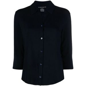 Majestic Filatures, Navyblauw Shirt met Driekwart Mouwen Blauw, Dames, Maat:S