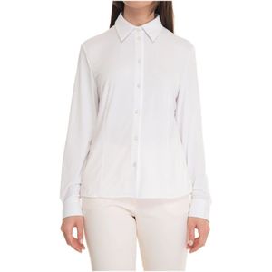 Boss, Blouses & Shirts, Dames, Wit, S, Jersey Stretch Lange Mouw Blouse