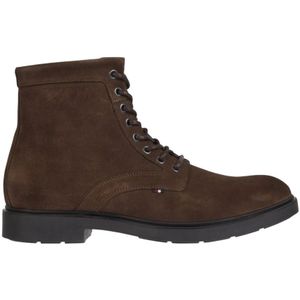 Tommy Hilfiger, Schoenen, Heren, Bruin, 46 EU, Suède, Verhoogde Afgeronde Veterschoen