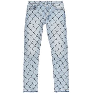 Gallery Dept., Cage Slim-Leg Jeans met Grafische Print Blauw, Heren, Maat:W33