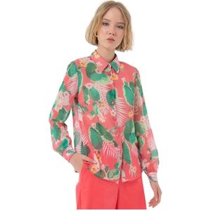 Fracomina, Blouses & Shirts, Dames, Veelkleurig, L, Polyester, Bloemenfantasie Reguliere Overhemd