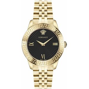 Versace, Greca Signature Roestvrijstalen Horloge Geel, Dames, Maat:ONE Size