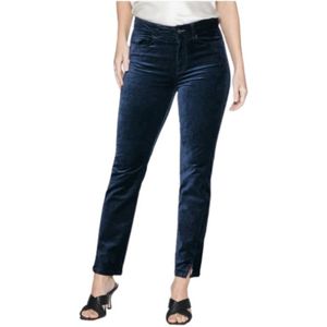Paige, Hoge taille rechte pasvorm fluwelen jeans Blauw, Dames, Maat:W25