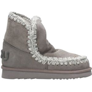 Mou, Schoenen, Dames, Grijs, 38 EU, Wol, Grijze Glitter Logo Enkellaarzen