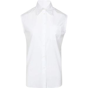 N21, Blouses & Shirts, Dames, Wit, S, Katoen, Witte Mouwloze Kraag Shirt