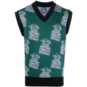 Rassvet, Truien, Heren, Groen, L, Wol, Groene Vest met Logo en Print