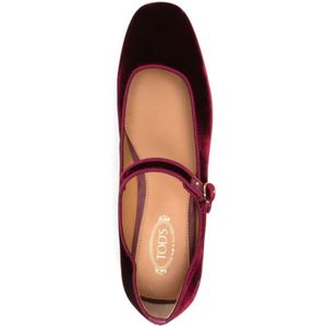 Tod's, Schoenen, Dames, Rood, 37 1/2 EU, Bordeaux Rode Platte Schoenen