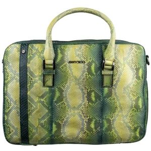 Jimmy Choo, Groene Leren Python Aktetas Groen, Heren, Maat:ONE Size