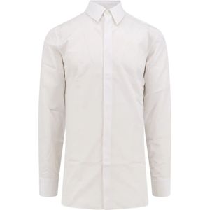 Givenchy, Witte Overhemd met Geborduurd Logo Wit, Heren, Maat:XL
