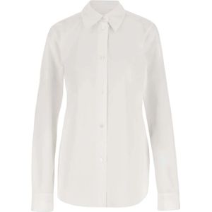 Jil Sander, Blouses & Shirts, Dames, Wit, M, Katoen, Katoenen Kraag Lange Mouw Shirt Wit