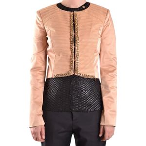 Elisabetta Franchi, Jassen, Dames, Beige, L, Beige Leren Jas