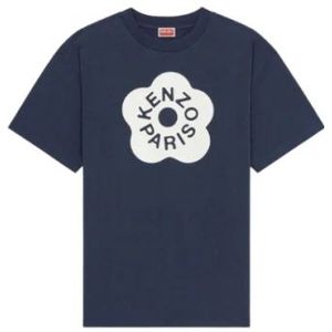 Kenzo, Tops, Dames, Blauw, S, Katoen, Oversized T-shirt met Boke Flower 2.0 Print