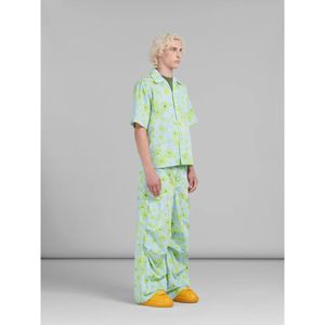 Marni, Overhemden, Heren, Veelkleurig, M, Katoen, Poplin bowling shirt met parade print