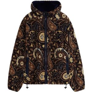 Drole de Monsieur, Paisley Polar Jas Bruin, Heren, Maat:L