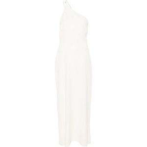 Calvin Klein, Witte One-Shoulder Jurk Wit, Dames, Maat:S