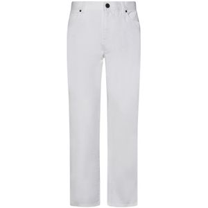 Balmain, Broeken, Heren, Wit, W33, Katoen, Witte Straight-Leg Jeans met Logo Borduursel