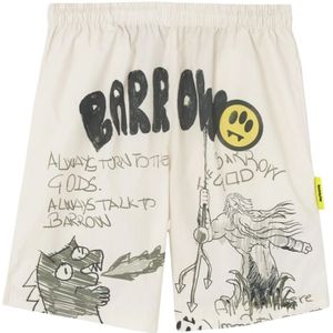 Barrow, Korte broeken, Heren, Beige, M, Bedrukte witte Bermuda shorts
