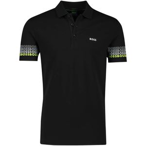 Hugo Boss, Zwarte polo met lange mouwen Zwart, Heren, Maat:M