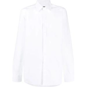 Dolce & Gabbana, Overhemden, Heren, Wit, L, Katoen, Verrijk je formele garderobe met een katoenen overhemd met lange mouwen