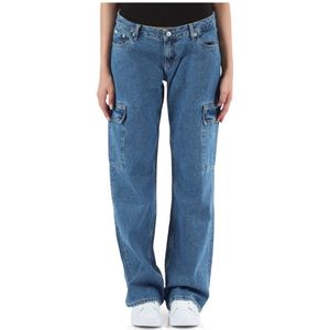 Calvin Klein Jeans, Broeken, Dames, Blauw, W26, Katoen, Laaghangende Baggy Jeans Extreme Stijl