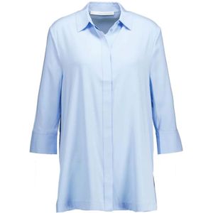 Herzen's Angelegenheit, Blouses & Shirts, Dames, Blauw, M, Lichtblauwe Lange Blouse met Verborgen Knoopsluiting
