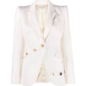 Alexander McQueen, Jassen, Dames, Wit, S, Wol, Verrijk je garderobe met deze prachtige witte blazer