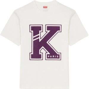Kenzo, Tops, Heren, Beige, S, K Retro College Style T-shirt