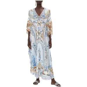 Camilla, Badkleding, Dames, Veelkleurig, ONE Size, Oceaanblauwe Bloemen Kaftan