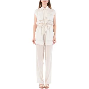 Pinko, Jumpsuits & Playsuits, Dames, Beige, S, Polyester, Jumpsuits