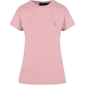 Ralph Lauren, Tops, Dames, Roze, L, Geborduurd Logo Ronde Hals T-shirt