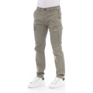 Baldinini, Broeken, Heren, Beige, W30, Cargo Broek - Effen Kleur - Voorste Knoop en Ritssluiting