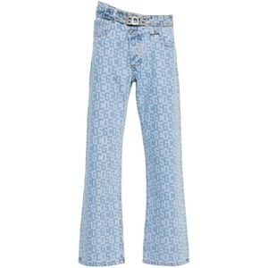 Gcds, Logo Print Denim Jeans Veelkleurig, Heren, Maat:W34