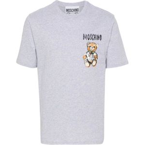 Moschino, Grijze Teddy Bear T-shirts en Polos Grijs, Heren, Maat:2XL